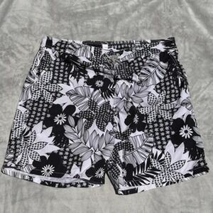 Bugatchi Uomo Mens XXL Swim Trunks Navy White Tropical Floral Board Shorts 7.5in